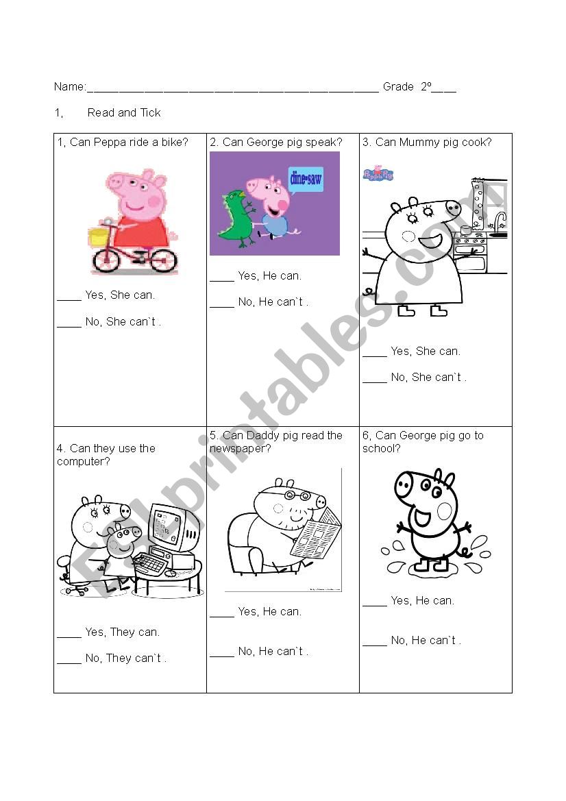 pepa pig can worksheet worksheet