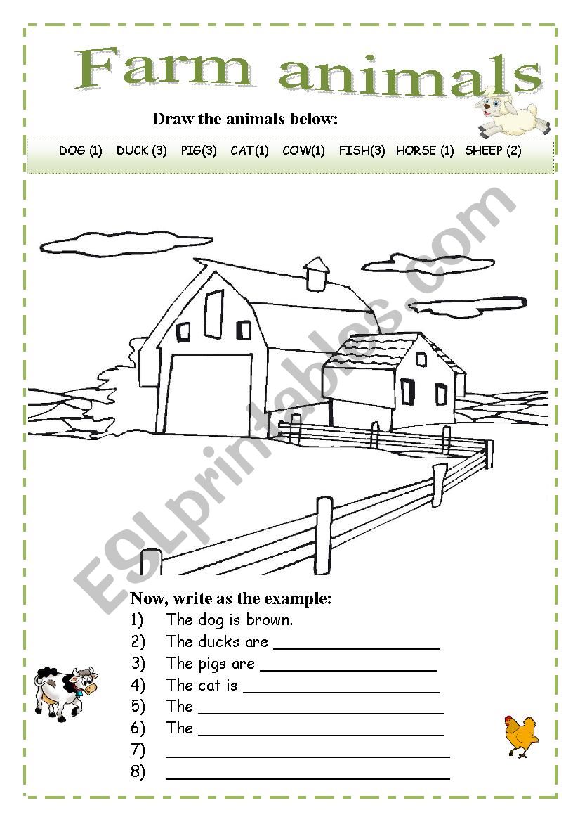 Farm animals worksheet