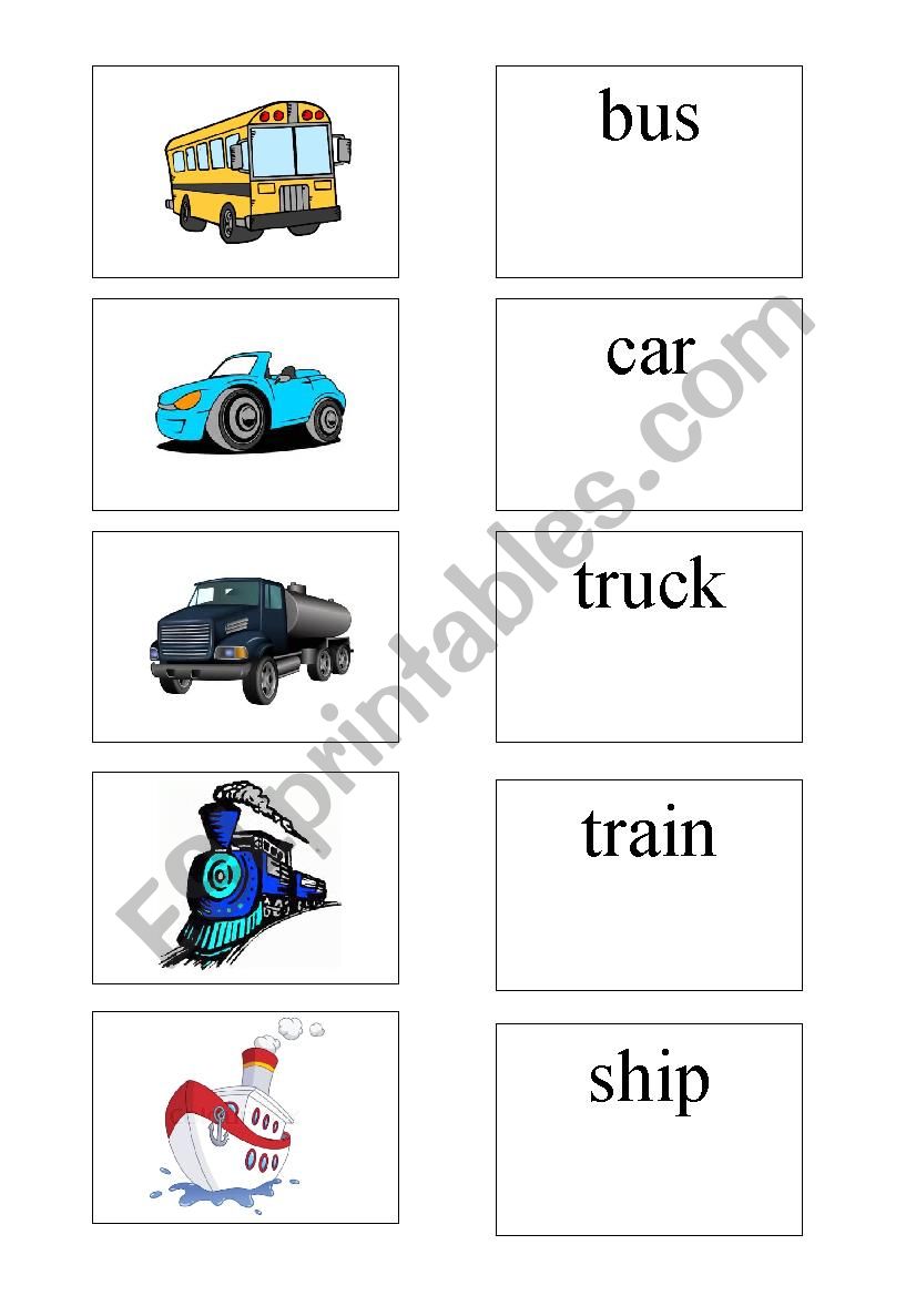 Memory transports worksheet