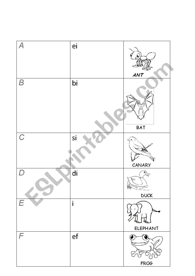 Animal Alphabet worksheet