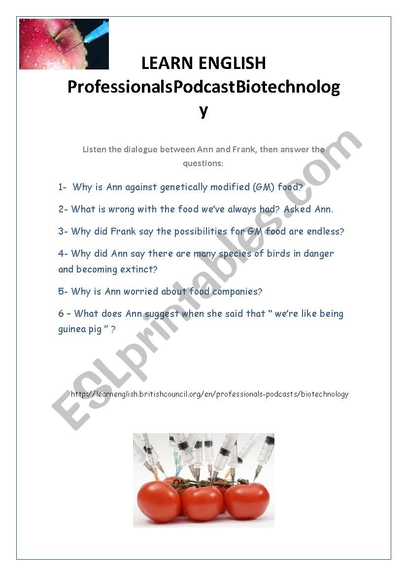 Biotechnology Audio and Comprehension