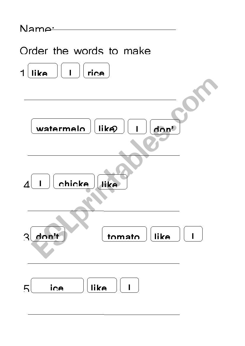 Make the sentences worksheet