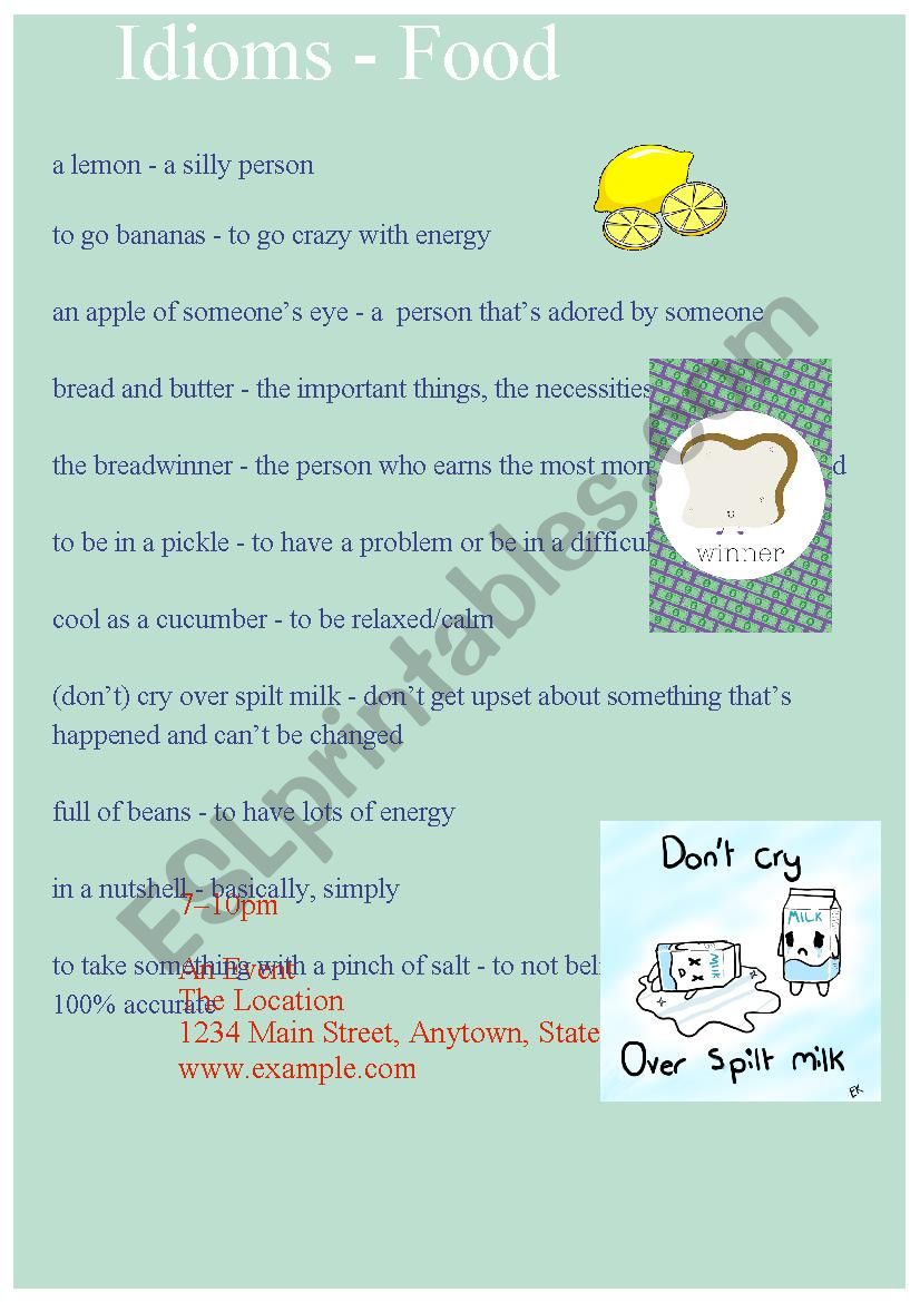 Idioms - Food worksheet