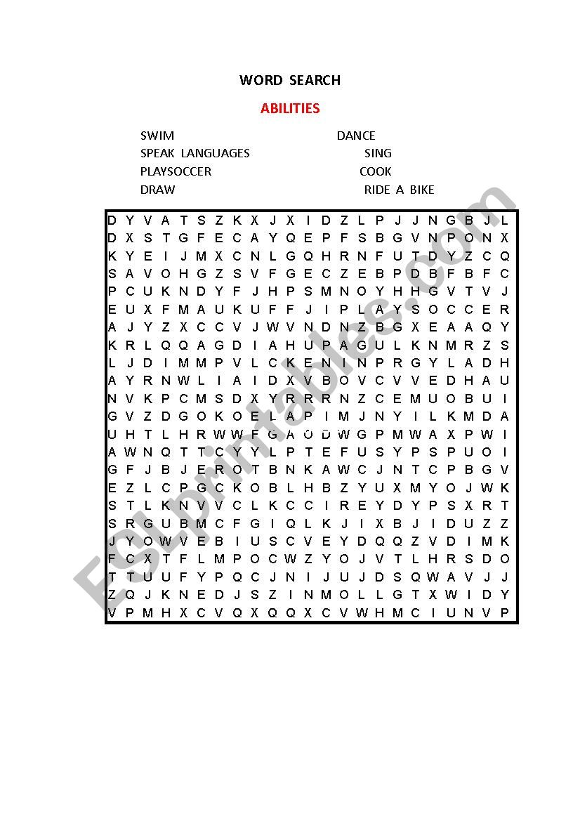 ABILITIES worksheet