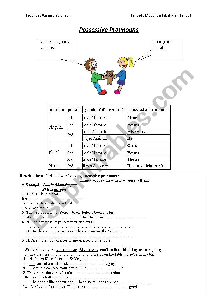 possessive-prounouns-esl-worksheet-by-b-yassine