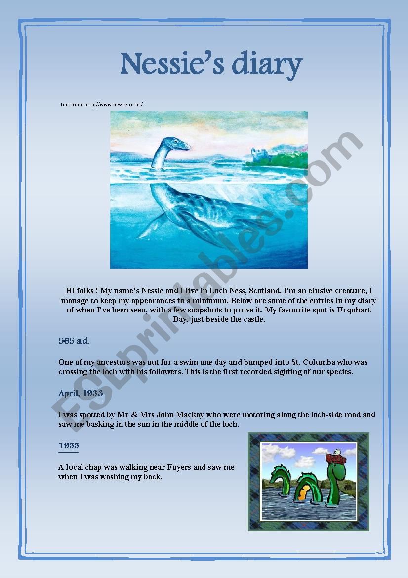 Nessie worksheet