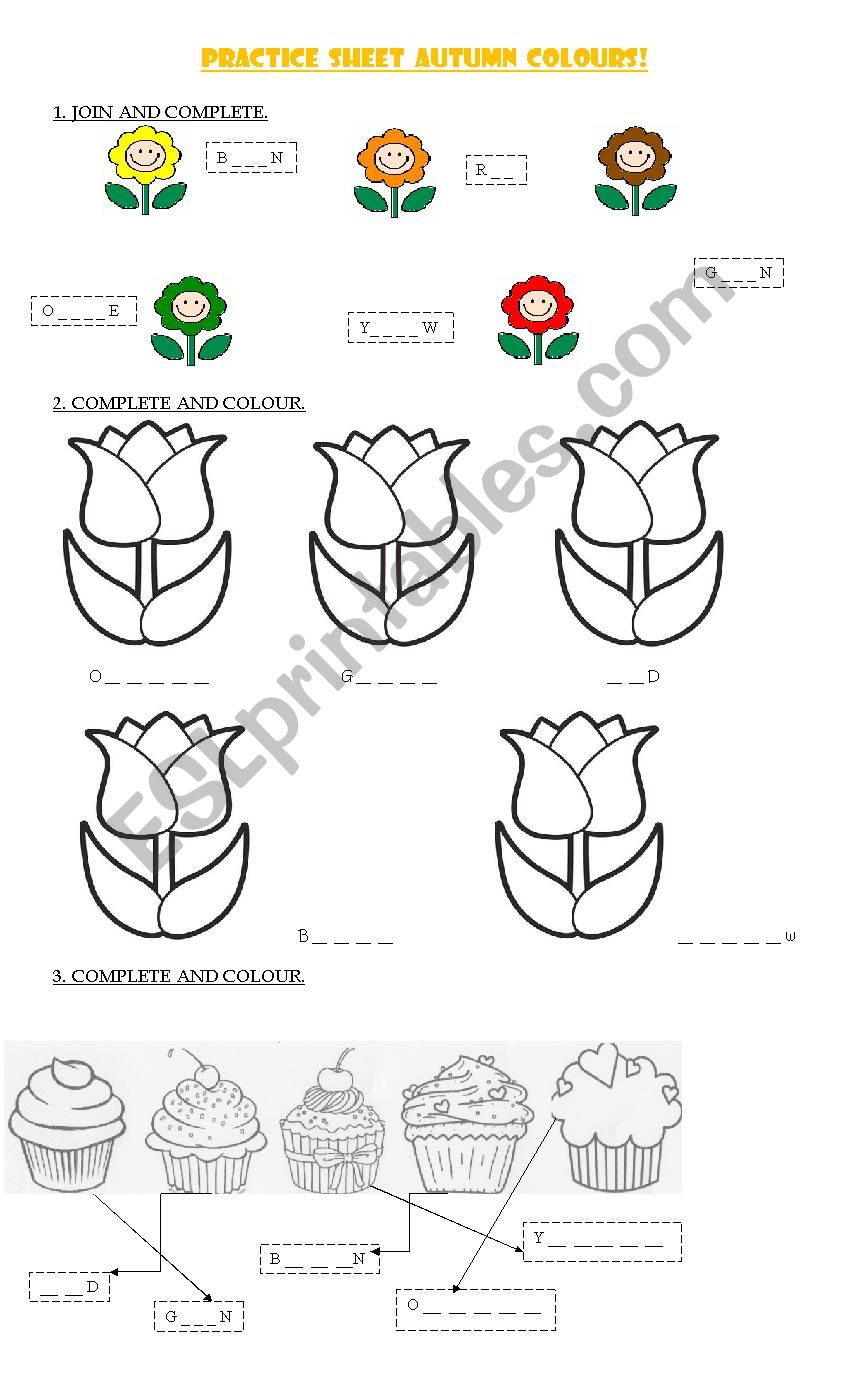 colours practice sheet worksheet