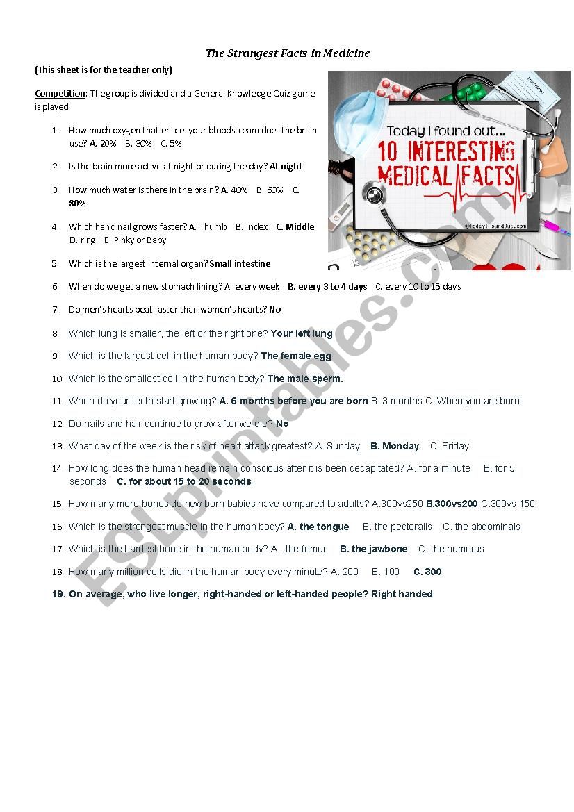 Medicine worksheet