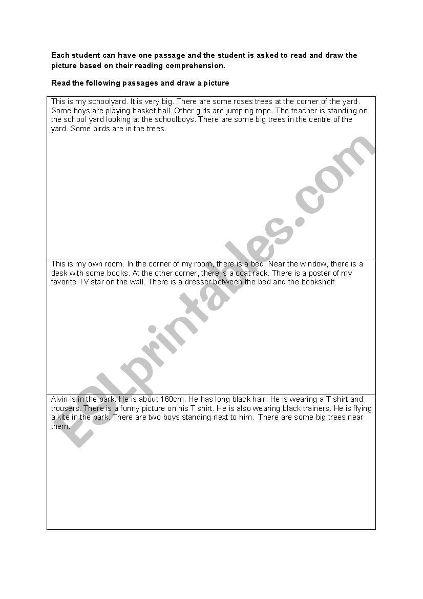 Reading activity worksheet