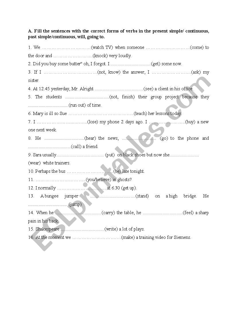 future tenses worksheet