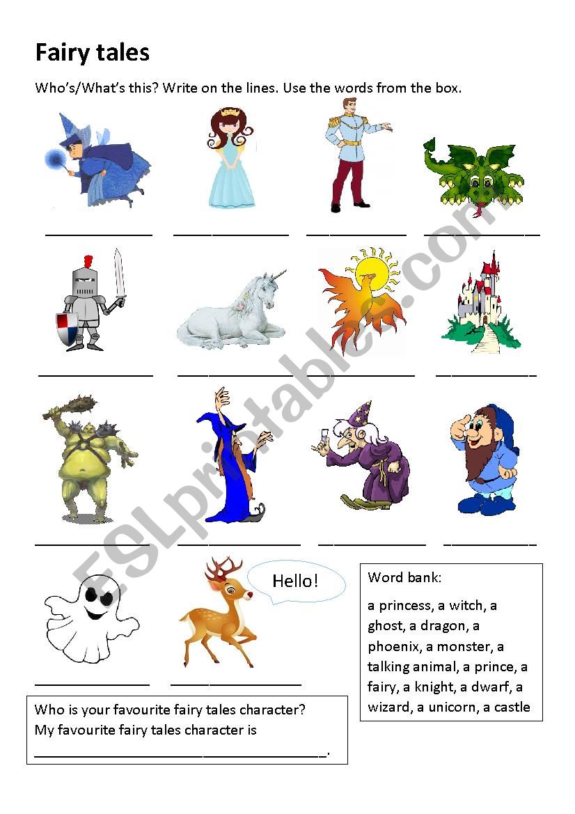 Fairy tales worksheet