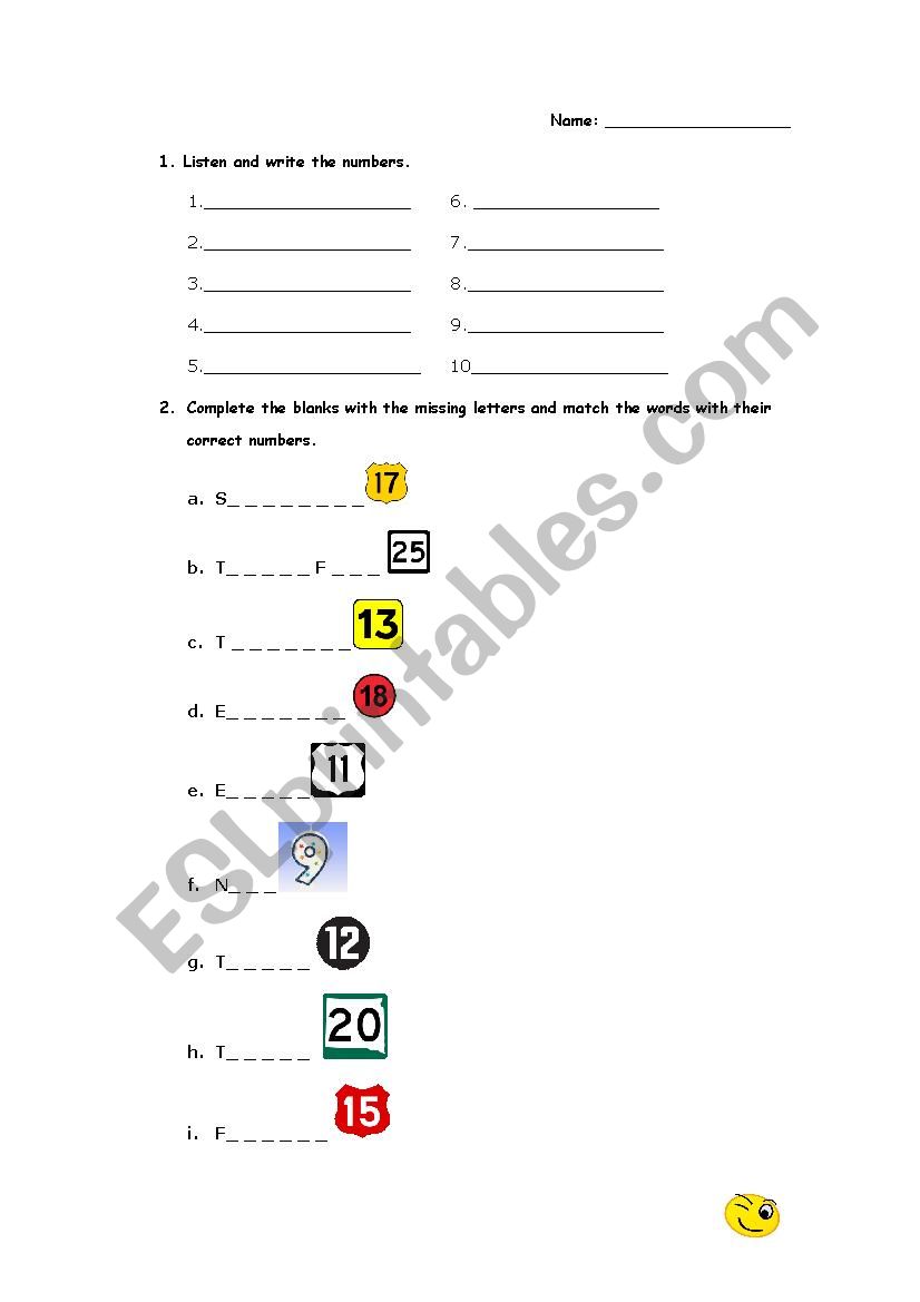 The Numbers worksheet