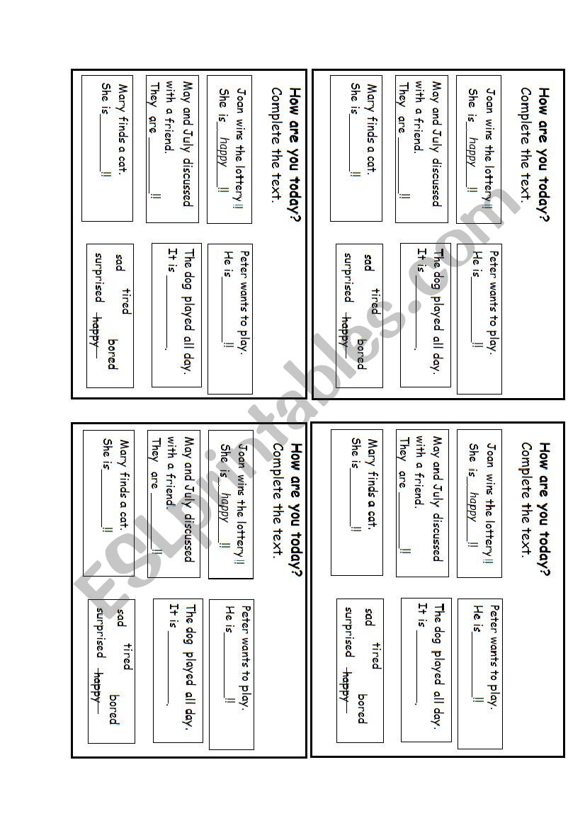 How are you today? worksheet