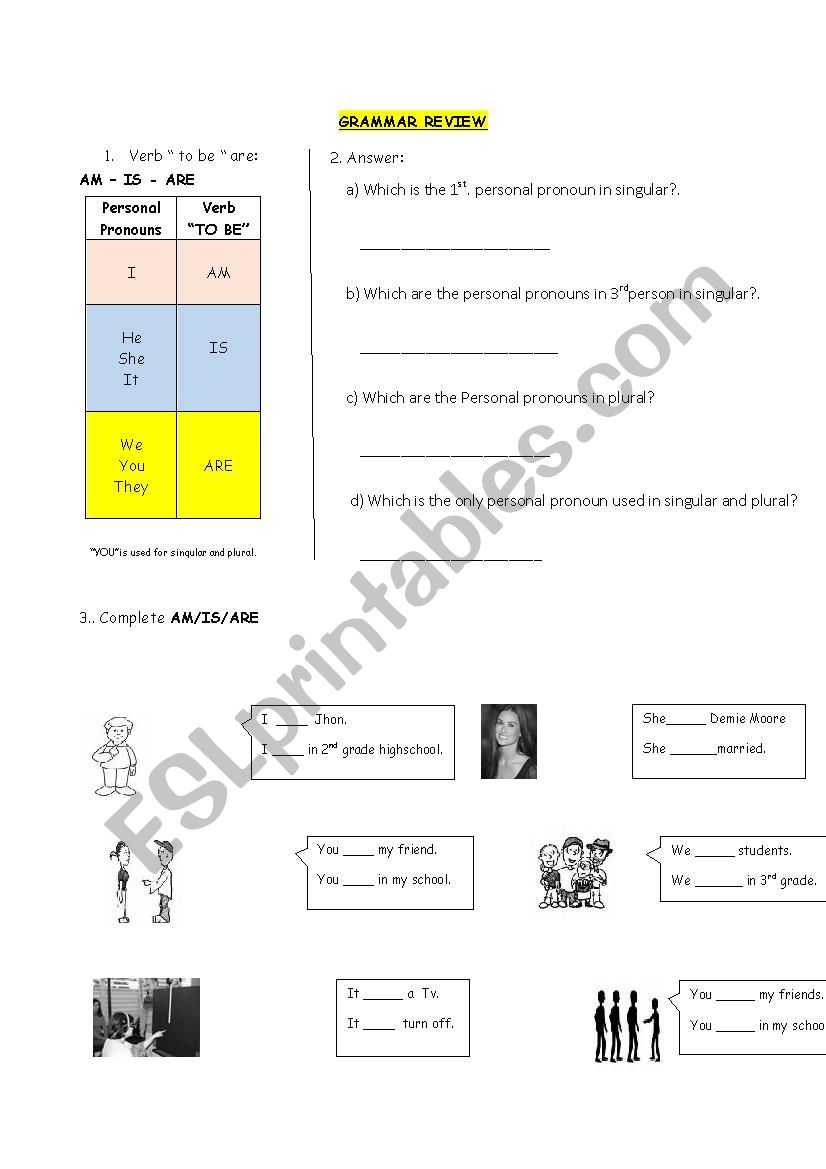 VERB TO BE - GRAMMAR EXERCISE worksheet