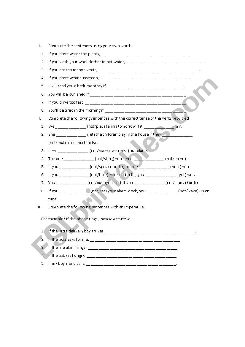 First conditional worksheet