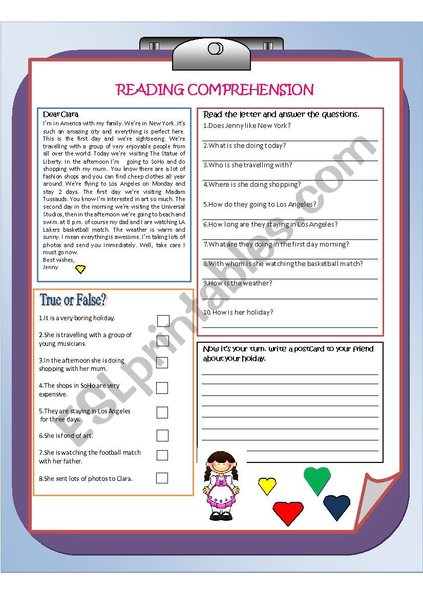 READING COMPREHENSION worksheet