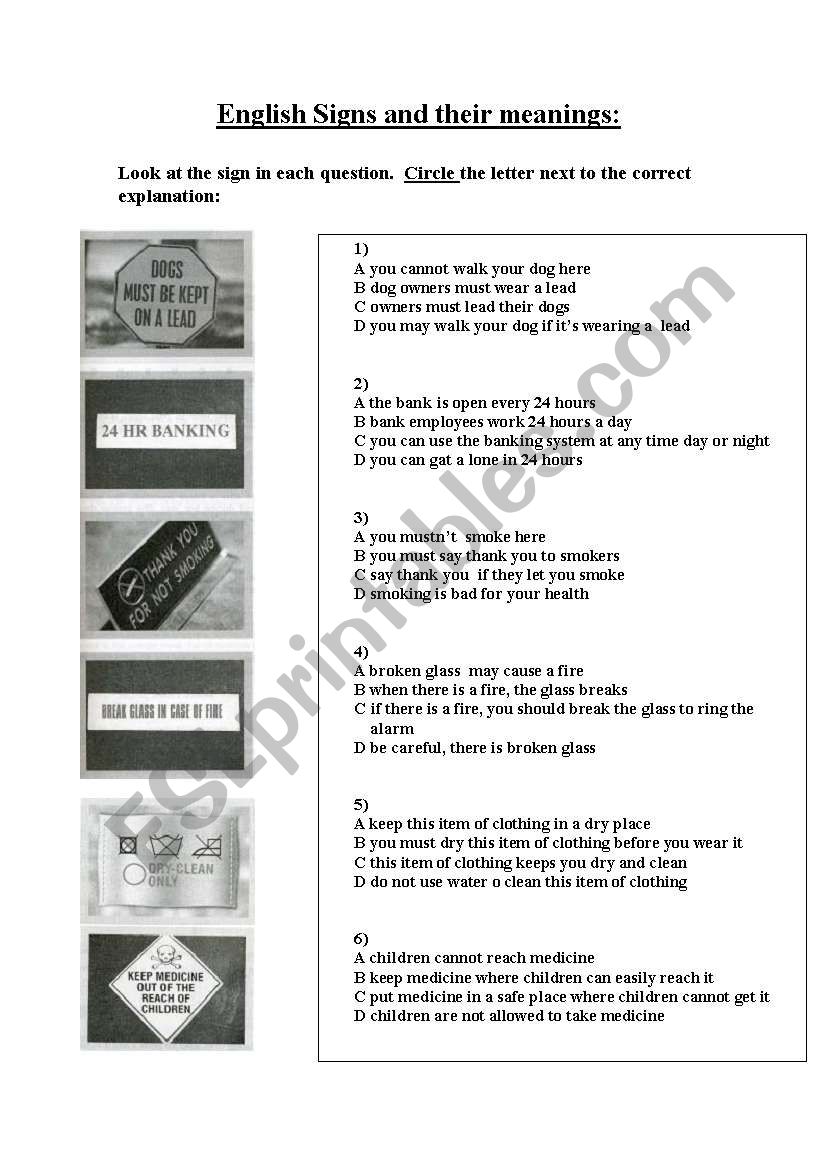 ENGLISH SIGNS AND THEIR MEANINGS