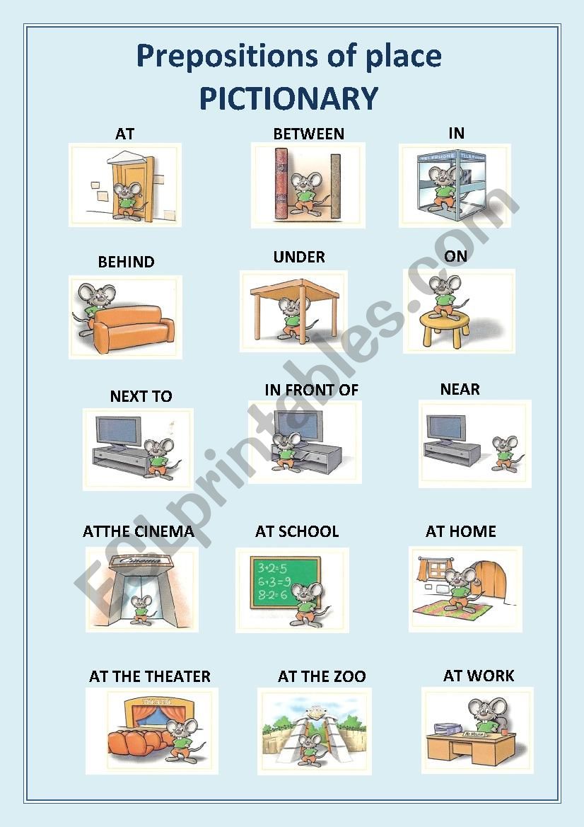 prepostions of place worksheet