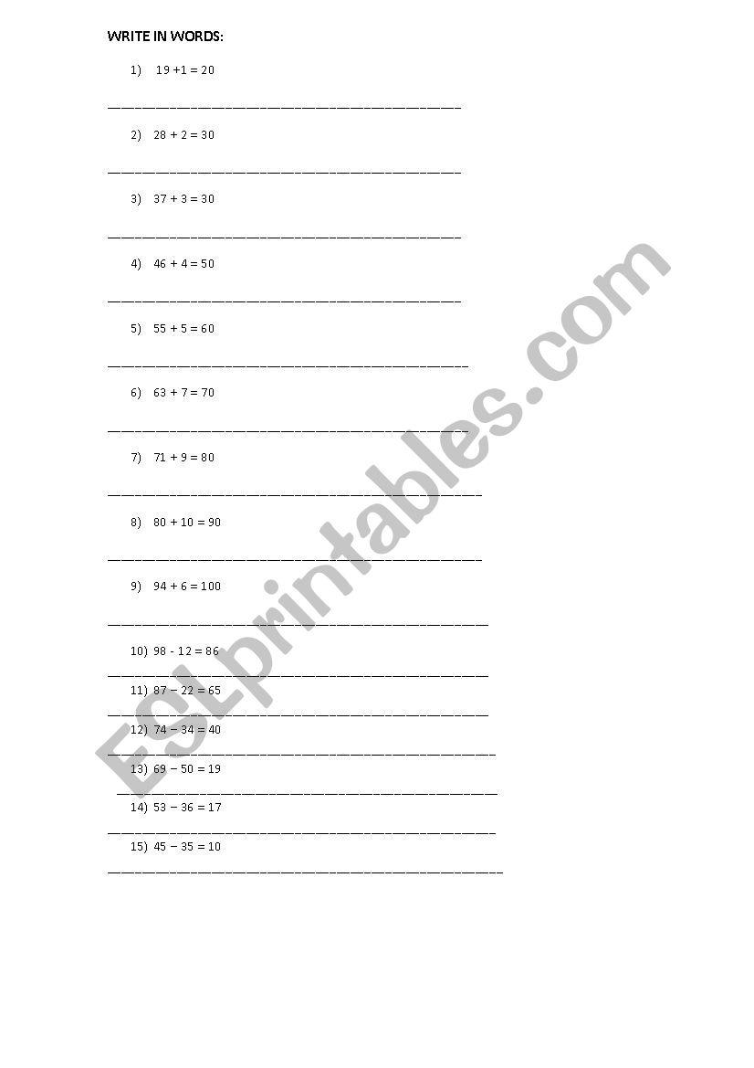 numbers for pre-intermediate students