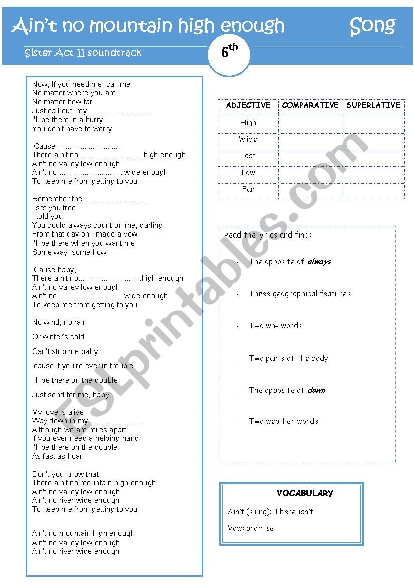 AinÂ´t no mountain  high enough