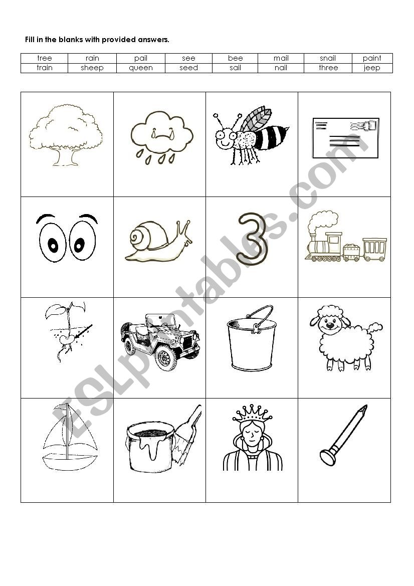 Phonics (/ai/ and /ee/) worksheet