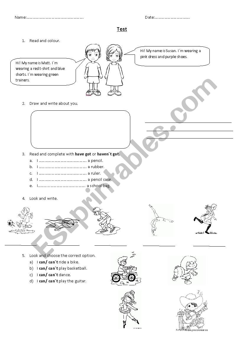 TEST  worksheet