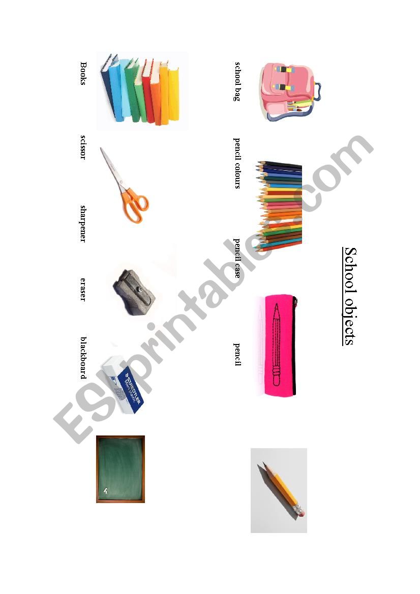 Flashcards about the school objects