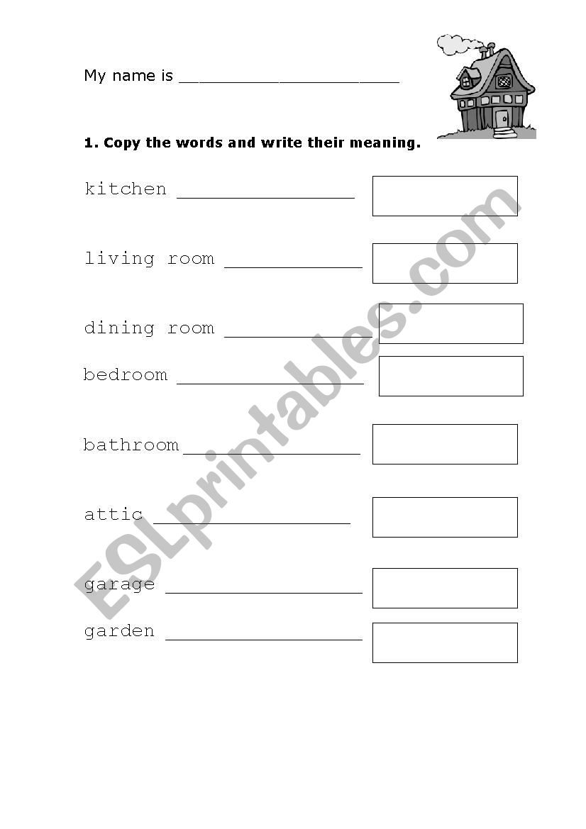 The house for kids worksheet