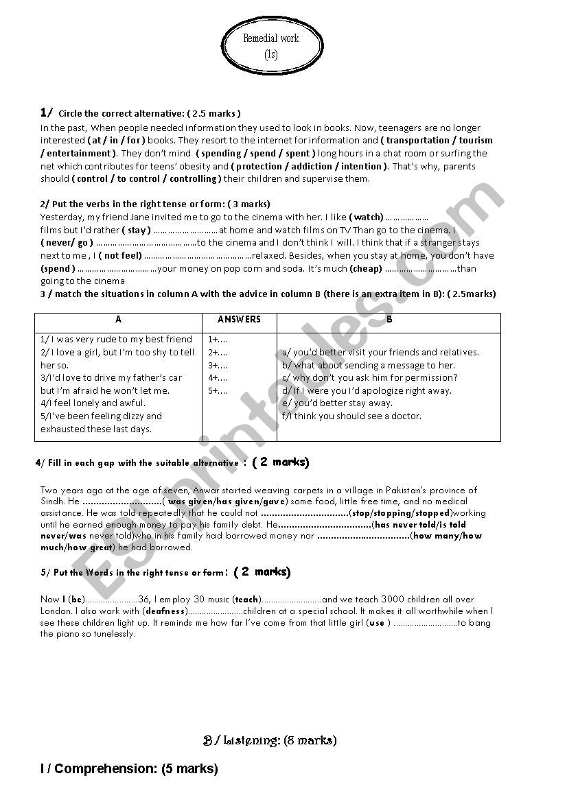test 2nd year eco worksheet