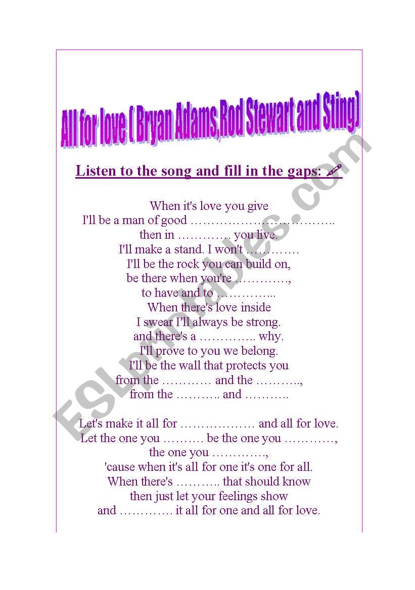 ALL FOR LOVE BY BRYAN ADAMS,ROD STEWART AND STING