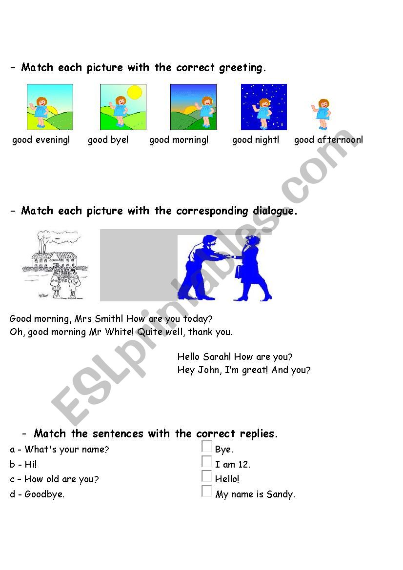 Greetings Test worksheet