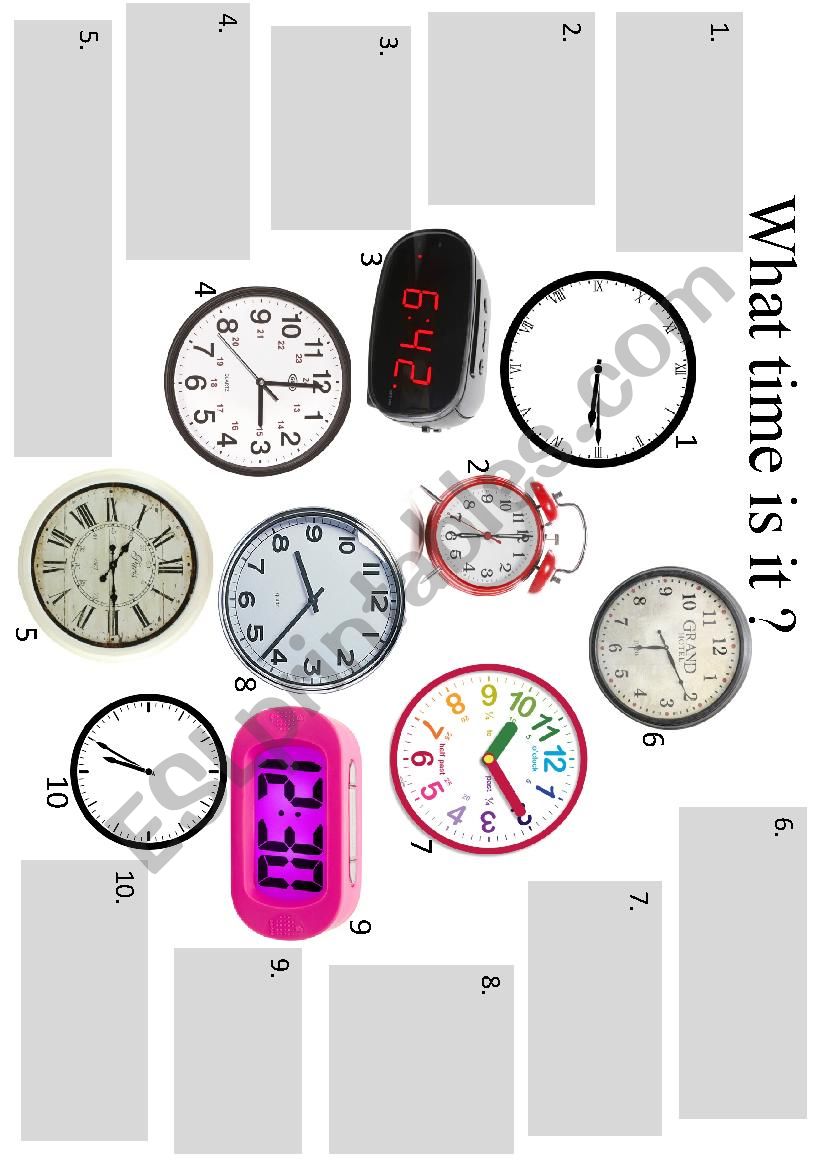 Telling the time with clocks worksheet