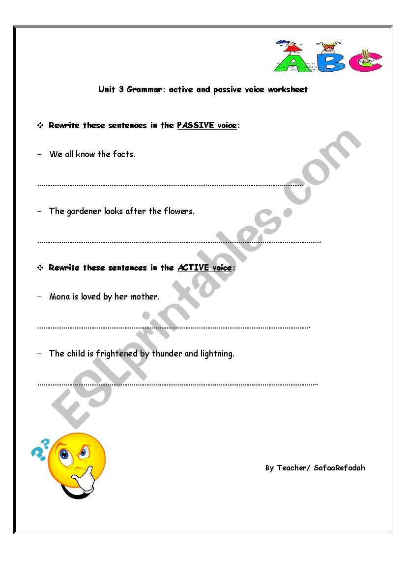 Active and passive worksheet