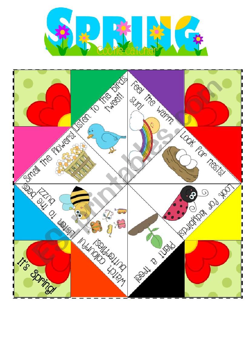 Spring Cootie Catcher worksheet