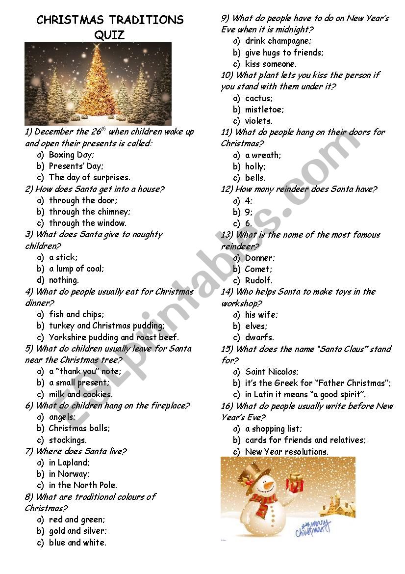 traditions quiz worksheet