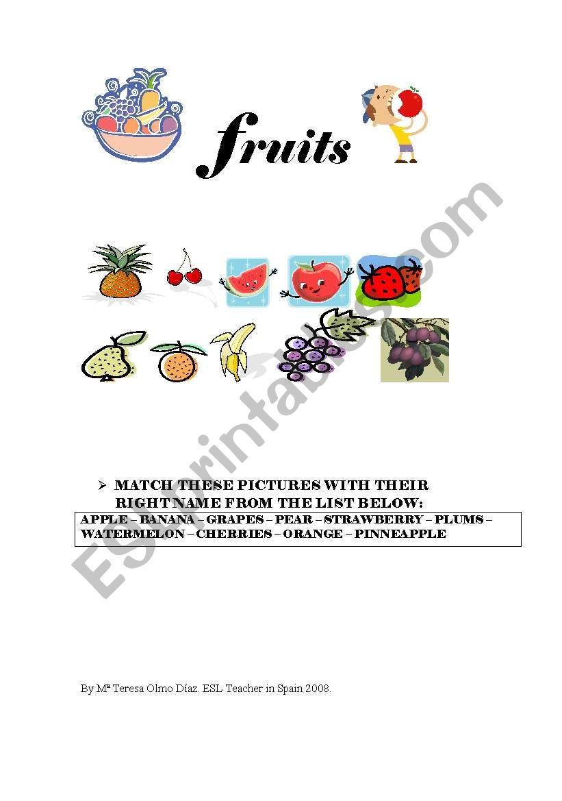 FRUITS worksheet
