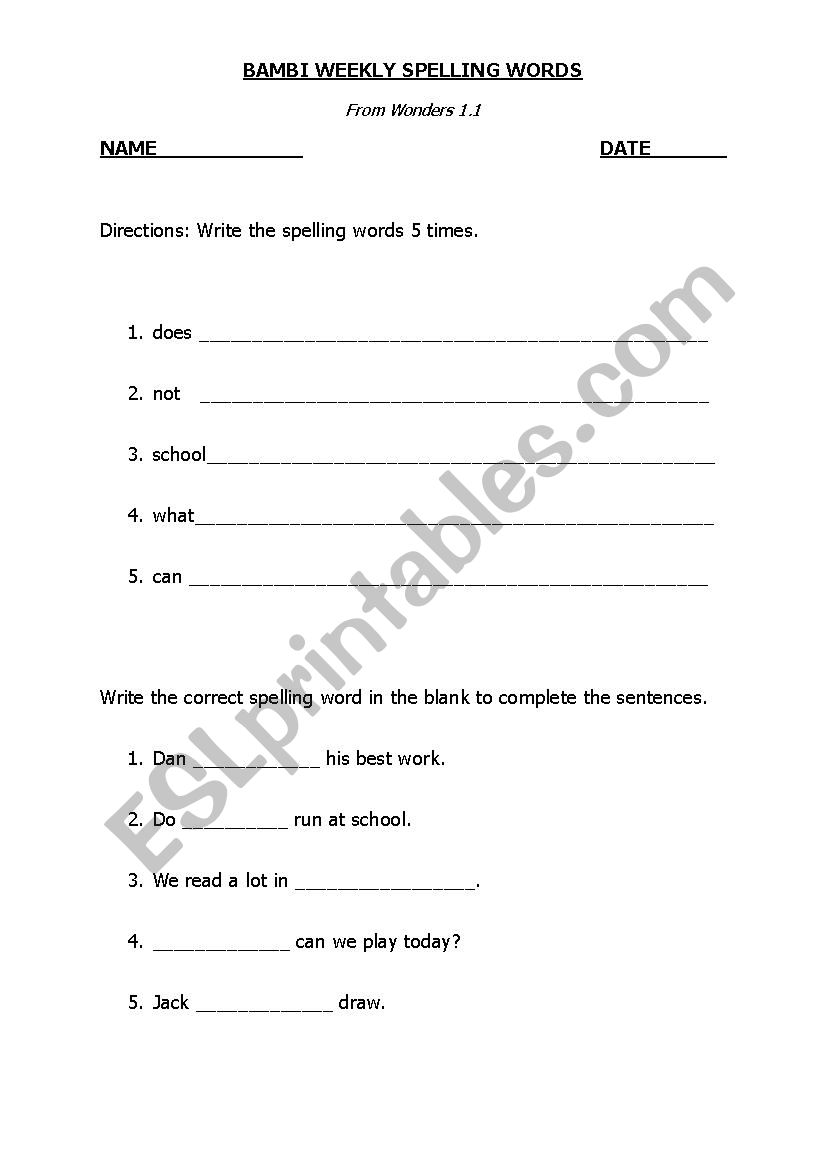 Spelling Sight Word Practice worksheet