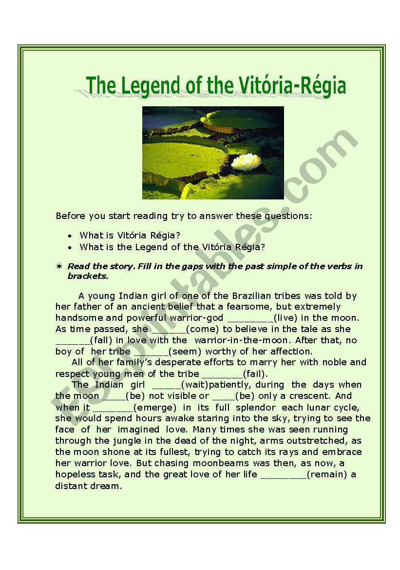 The legend of Victoria Regia worksheet