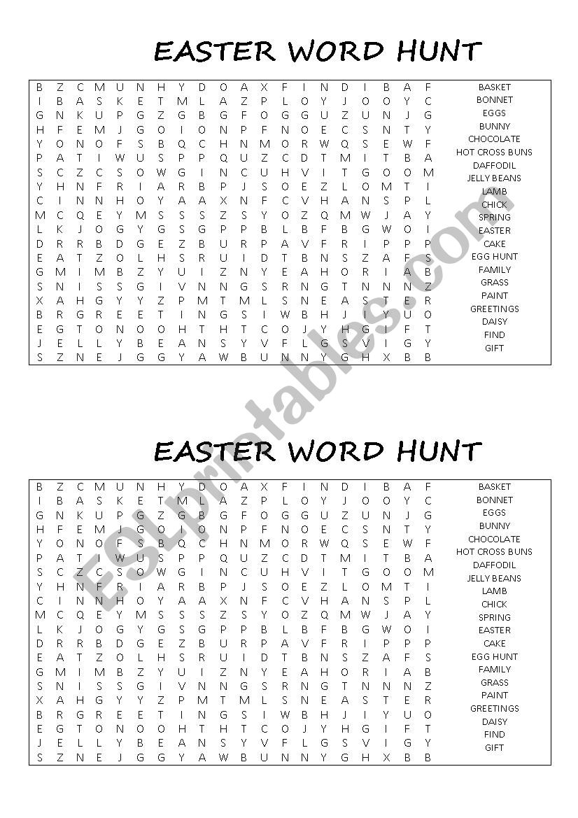 EASTER WORD HUNT worksheet