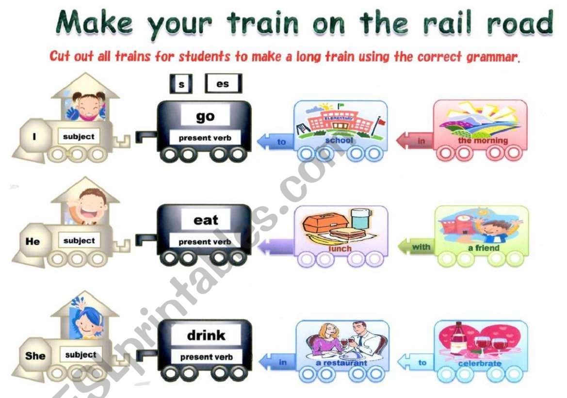 The grammar train worksheet