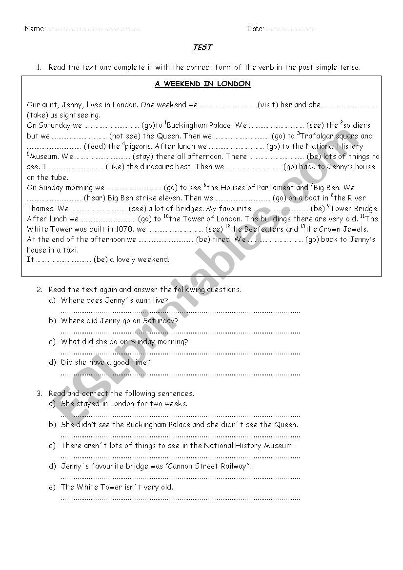 Reading comprehension worksheet