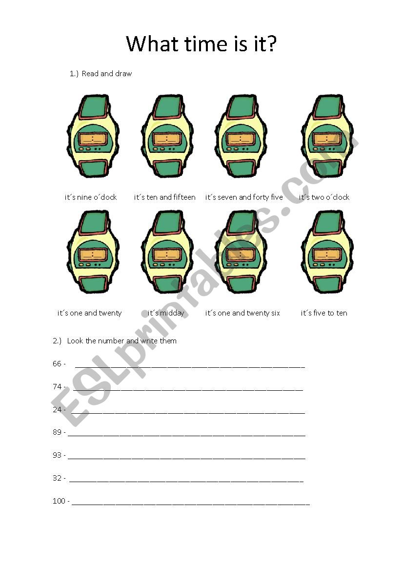 what time is it and numbers worksheet