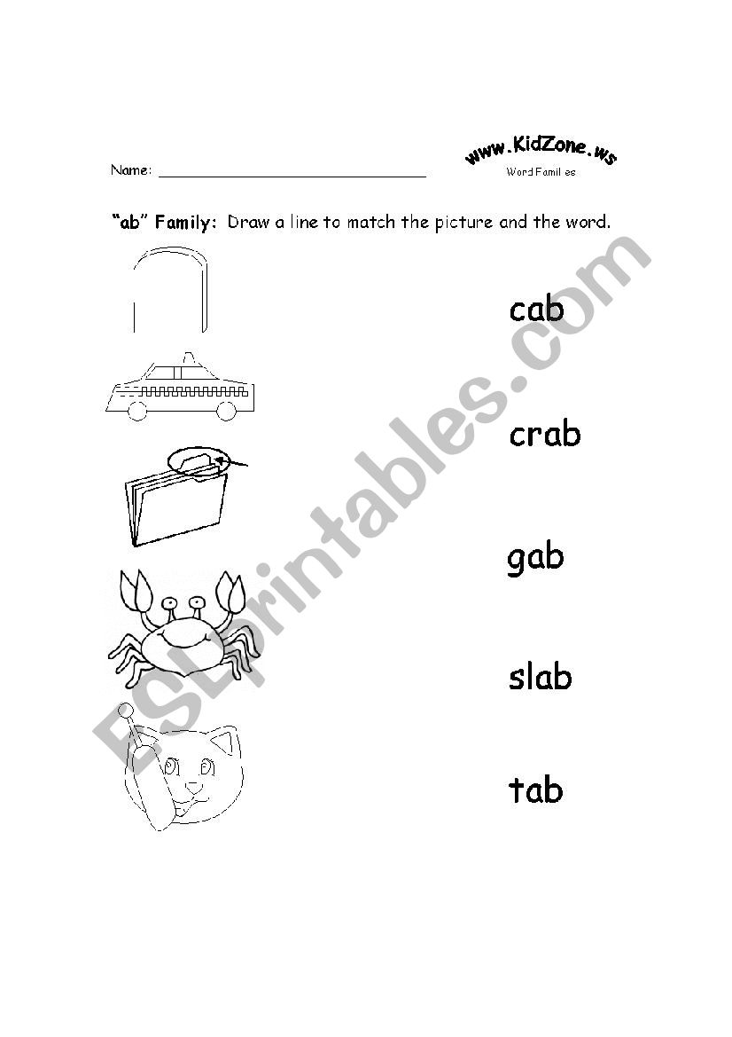 word families worksheet