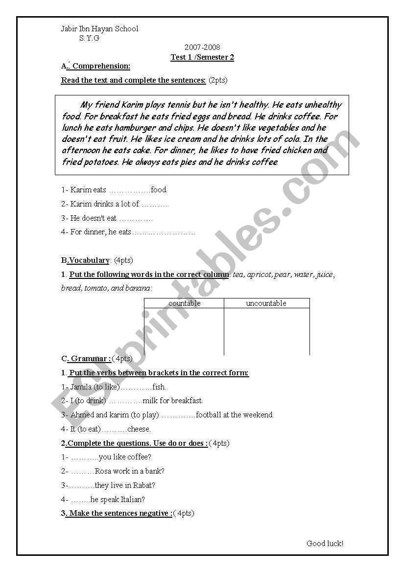 Test worksheet