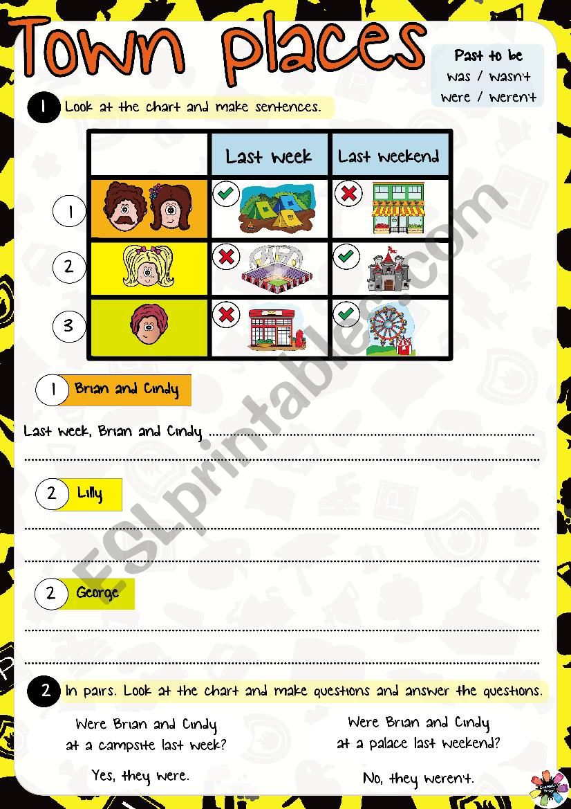 Town PLACES Writing Task worksheet