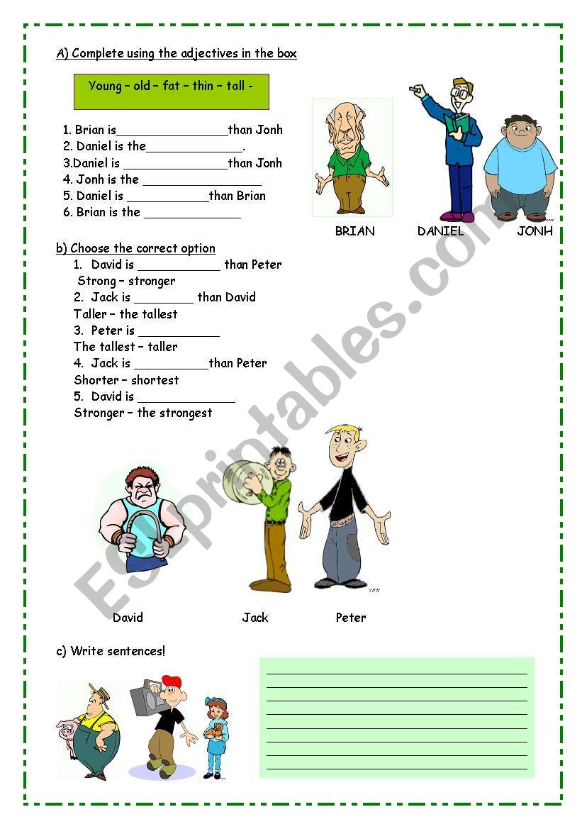 comparative and superlative worksheet