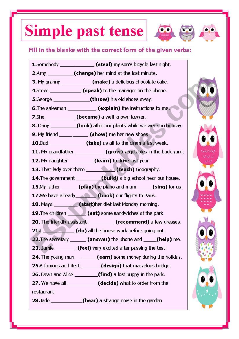 Past Simple Tense worksheet