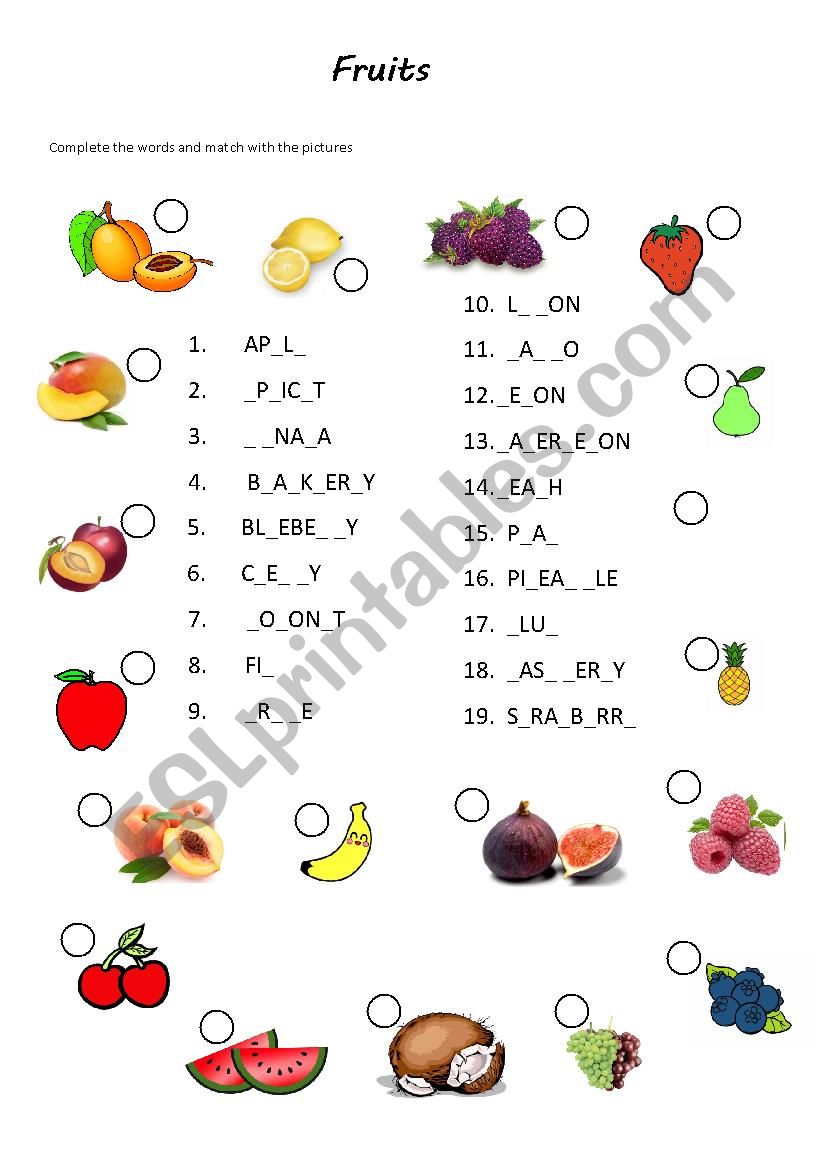 Which is each fruit worksheet