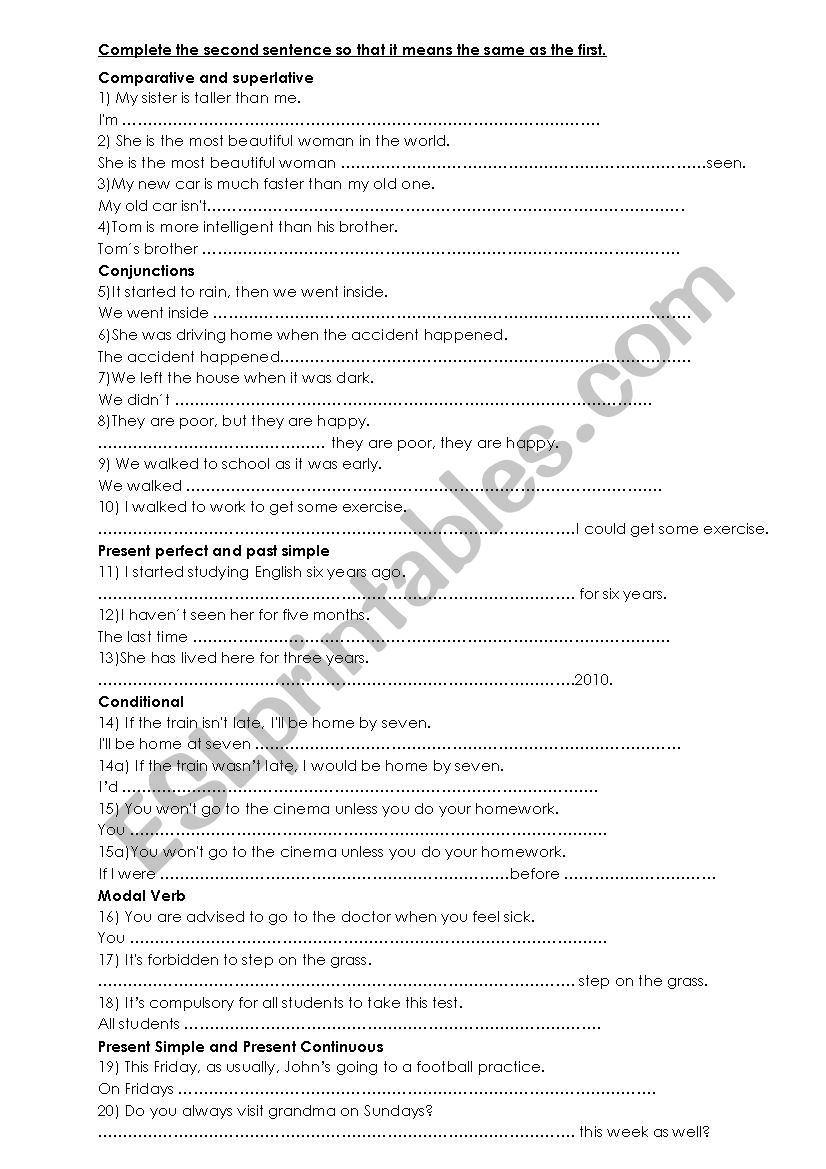 Paraphrasing  worksheet