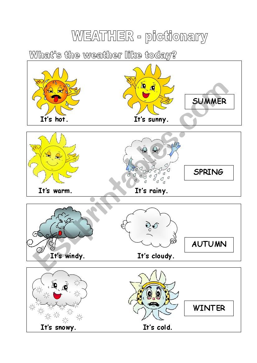 Weather - PICTIONARY worksheet